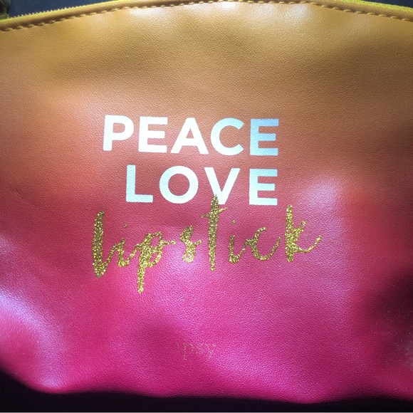 🐬 CLEARANCE ITEM : IPSY peace Love Lipstick Zippered Makeup Tote Ombré Colors - Picture 3 of 13
